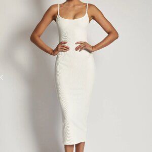 Alexis Ribbed Cami Midi Dress - White